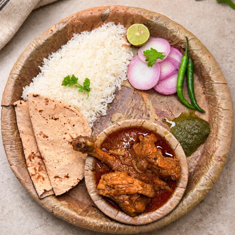 Pattal Chicken, served on a leaf pattal