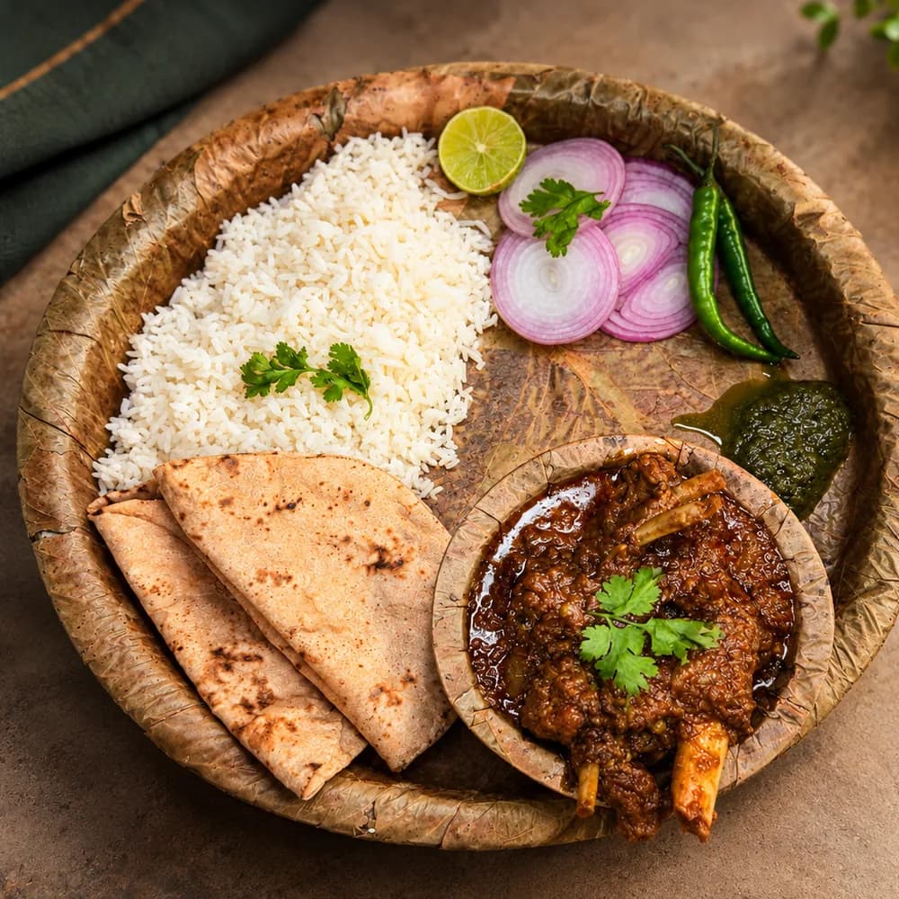 Pattal Mutton, served on a leaf pattal